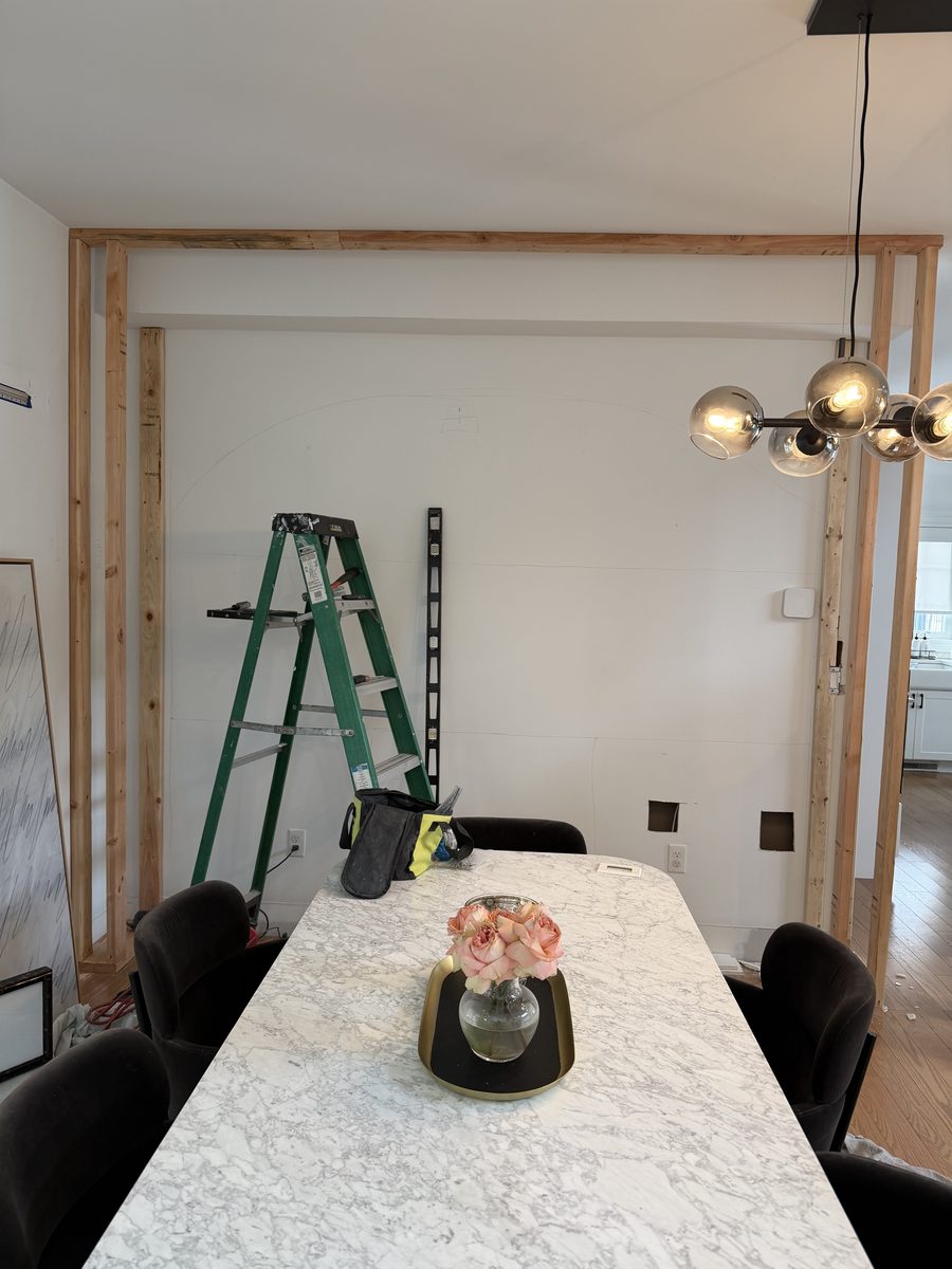 During: framing the arch with exposed wood structure